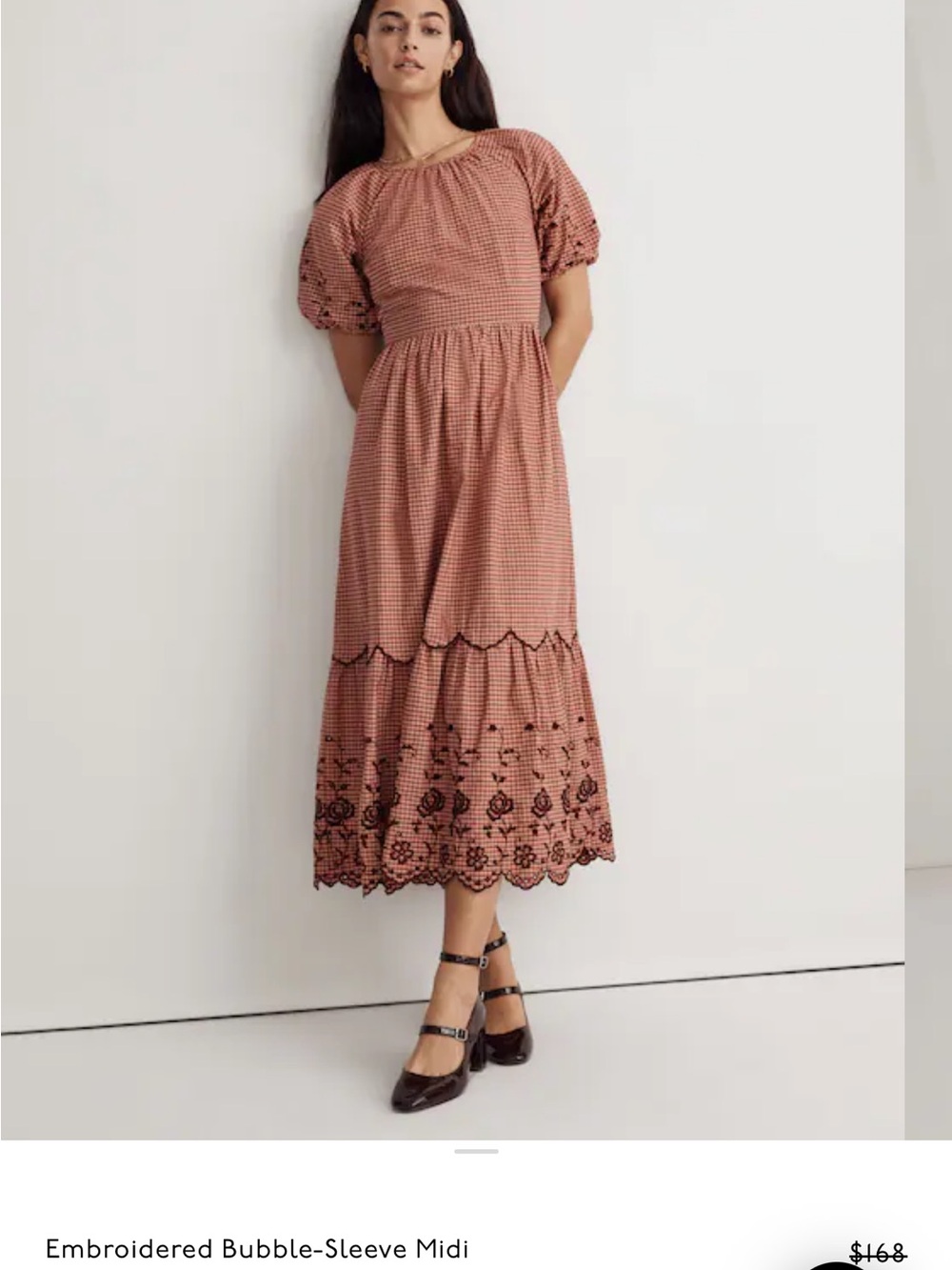 Madewell-Embroidered Bubble-Sleeve Midi Dress